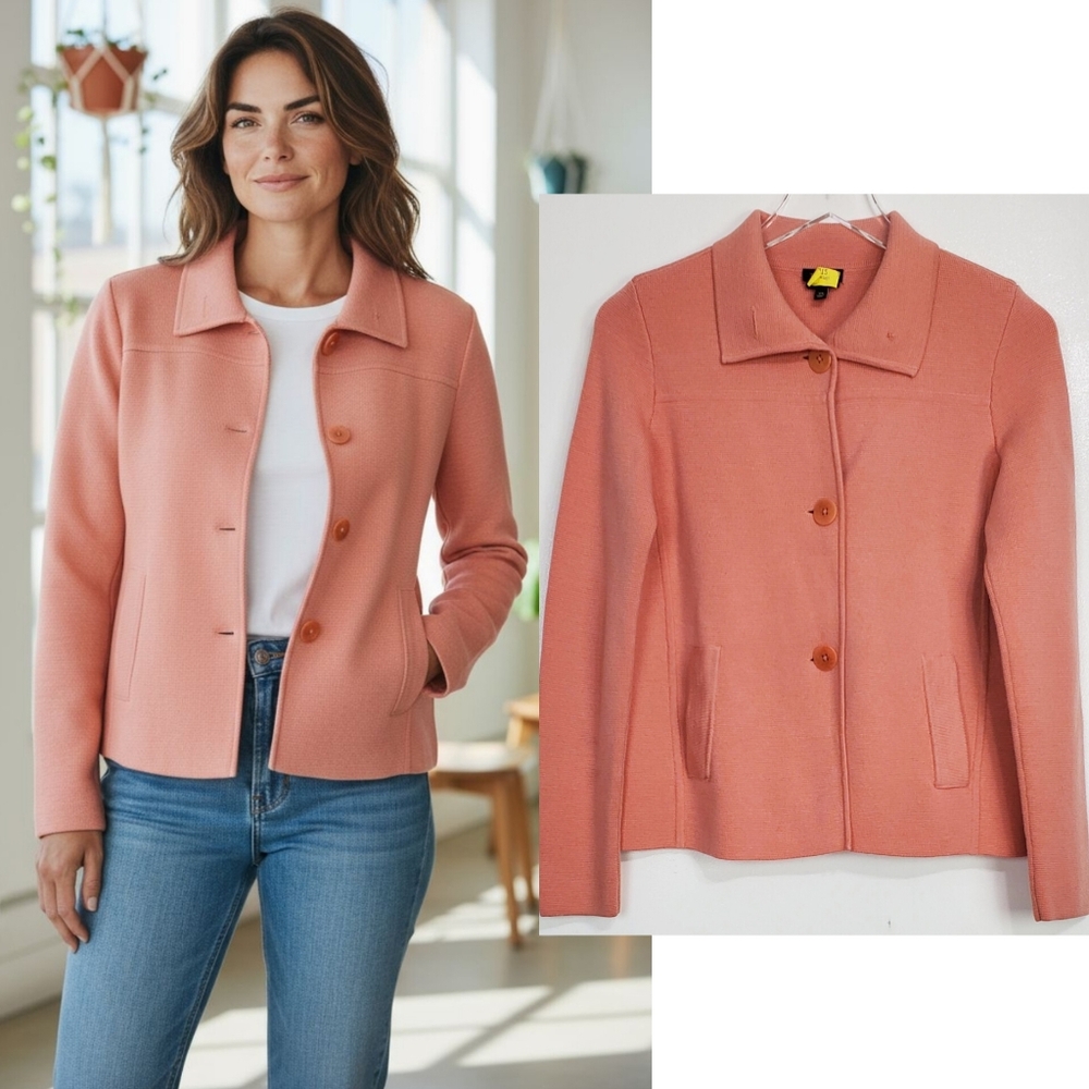 Talbots xs merino wool knit button cardigan sweater blazer jacket grandma preppy